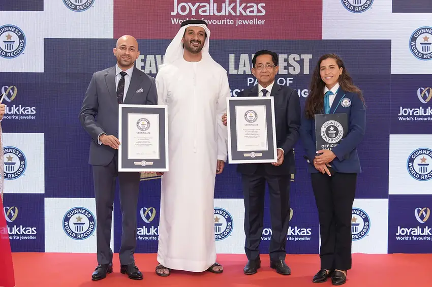Joyalukkas breaks two Guinness World Records titles with the world's heaviest and largest pair of gold earrings