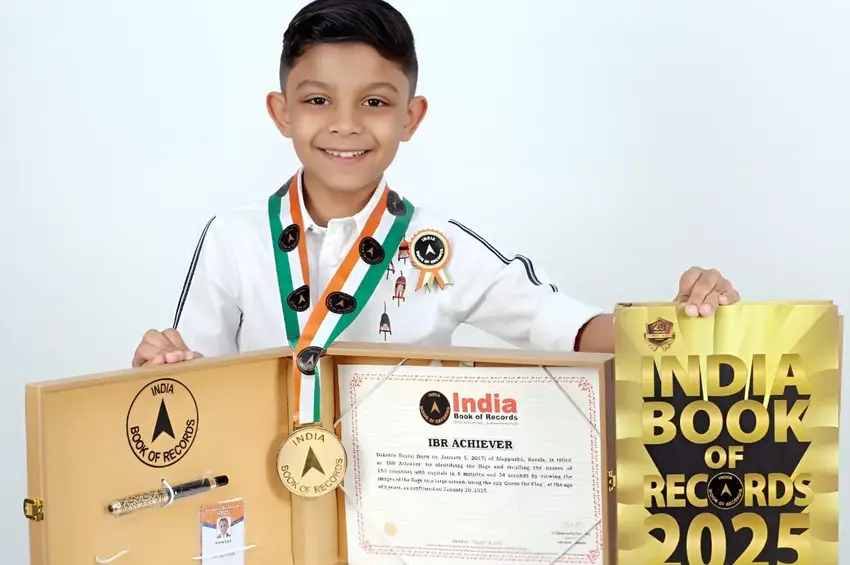 Eight-Year-Old Dakshin Enters India Book of Records by Memorizing 153 National Flags and Capitals