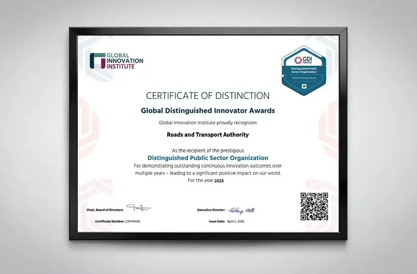 RTA Wins ‘Distinguished Public Sector Organisation’ Award from Global Innovation Institute